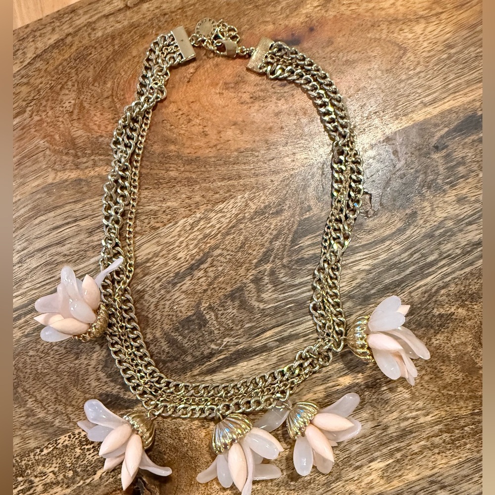 BCBGeneration Gold and Pink Floral Necklace